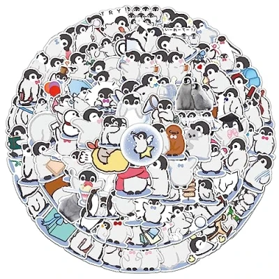 Image of 100Pcs Cartoon Penguin Stickers for Kids Teens Boys Girls Gift,Penguin Pack Laptop,Skateboard Luggage Car Bike Cup Computer Water Bottle Decor,Aesthetic Vinyl Waterproof Sticker Decal