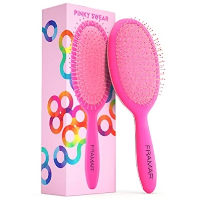 Image of Framar Detangle Hair Brush Women Wet Detangler, Hairbrushes For Women, Girls Hairbrush, Curly Thick Hair, Detangling Set, Detangler Brush, Tangle Pink
