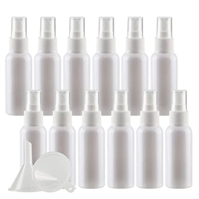Image of ZEOABSY 12 Pcs White 50ml Empty Fine Mist Plastic Spray Bottles Travel Atomiser Bottle Set, Portable Small Refillable Sprayer with Pump Head, 2 Funnels