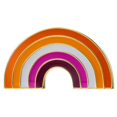 Image of Lesbian Sunset Rainbow Bow LGBT Pride Flag Enamel Lapel Pin Badge