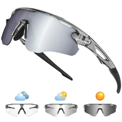 Image of Victgoal Cycling Glasses Photochromic Running Sunglasses for Men Women, TR90 Frame with UV Protection Sports (GreyTR)