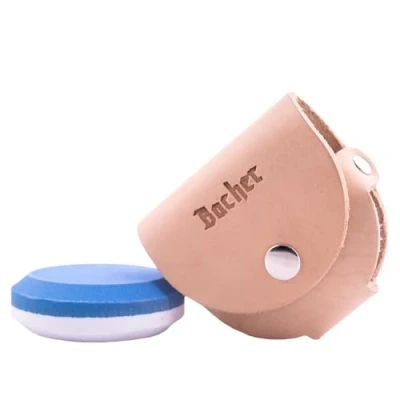 Image of BACHER Axe Sharpening Stone Puck Hatchet Sharpener 120/600 Grit Axes Whetstone with Leather Belt Pouch