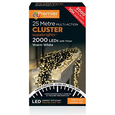 Image of Premier Decorations 2000 LED Multi Action Cluster Brights, Warm White