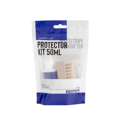 Image of Liquiproof LABS Protector Kit 50 Premium 50ml and a Vegetable Fibre Brush For easy application. protecting trainers, footwear fashion items