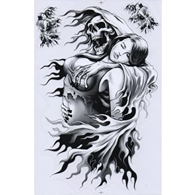 Image of Sexy Skull Reaper Woman Girl Bones Colorful Decal Sticker Tuning Racing Sheet Size: 27 x 18 cm for Car or Motorbike