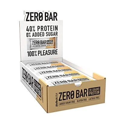 Image of BioTechUSA Zero Bar Protein Snack Low Sugar &amp; Lactose Free Crispy Texture Delicious Flavors Ideal for Diets Workouts, 20 * 50 g, Chocolate Chip Cookies