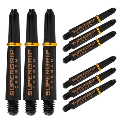 Image of Harrows Darts 3 x Sets of Supergrip Carbon Dart Stems 9 Shafts in Total Medium, Midi &amp; Short (Gold, Short)