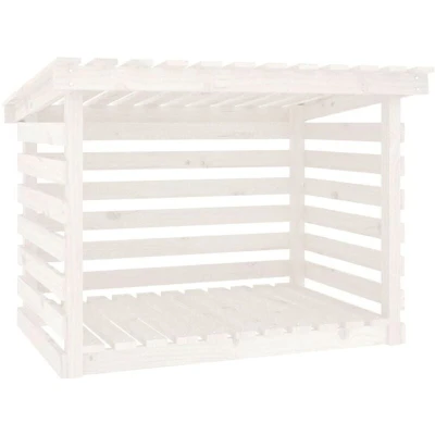Image of vidaXL Firewood Rack White 108x73x79 cm Solid Wood Pine