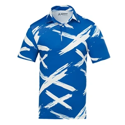 Image of Royal &amp; Awesome Saltire Scottish Golf Polo Shirts for Men, Tops Men&#039;s Shirts, Mens