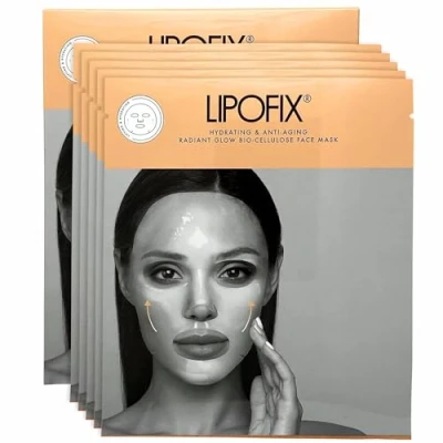 Image of LIPOFIX Face Mask Bio Cellulose Lifting for Skincare Hydrating, Anti Aging, Brightening &amp; Wrinkle Collagen Masks Korean (5 Hydrating Masks)