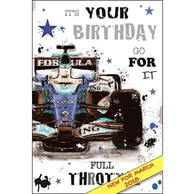 Image of Male Birthday Card (JJ GR210) F1 Car From The Graffix Range Embossed &amp; Foil Finish