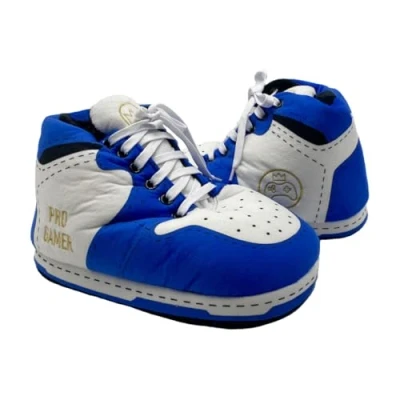 Image of Baffies&#039; Krazy Kicks Medium Pro Gamer Blue Jordan Slippers, Stylish Sneaker Slippers &amp; Big Mens Novelty with Memory Foam, Trainer That Make Gifts.