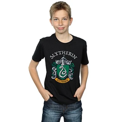 Image of Harry Potter Boys Slytherin Crest T Shirt Black 12 13 Years