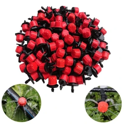 Image of Kalolary 100Pcs 1/4Inch Irrigation Drippers Sprinklers, Adjustable Emitter Micro Drip System Watering Sprinklers Anti clogging Dripper Red Garden Supplies