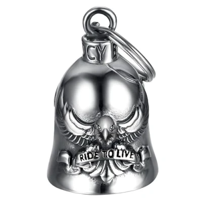 Image of Mocy Bell Clochette moto EAGLE Ride to Live Guardian Gremlin Acier inoxydable Argent