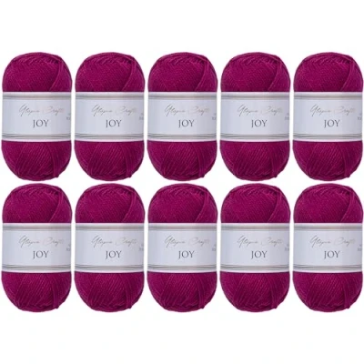 Image of Utopia Crafts Joy Plain Knitting and Crochet Yarn, Soft, Easy Care, 100% Polyacrylic, 10 x 50 g Ball, 150 m (Dark Raspberry)