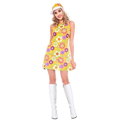 Image of Amscan 9905117 Women&#039;s 1960&#039;s Flower Power Hippy Adults Fancy Dress Costume Size: 16 18