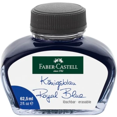 Image of Faber Castell 148701 Ink Glass for Writing Instruments with Converter, Royal Blue, 62.5 ml, Pack of 1