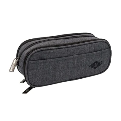 Image of WEDO 24245037 College Pencil case for School and University, 3 Zip Compartments, Lots of Storage Space, Made Polyester, Grey, Gray,