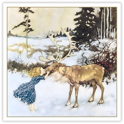 Image of Vintage &quot;Gerda and the Reindeer&quot; Christmas Cards 5 Envelopes