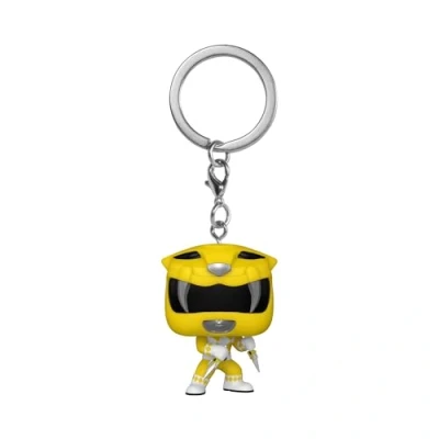 Image of Funko Pop! Keychain: Mighty Morphin Power Yellow Rangers 30th YLW Ranger TV Novelty Keyring Collectable Mini Figure Stocking Filler Gift Idea Official Merchandise