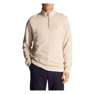 Image of Lyle &amp; Scott Half Zip Pullover Tonal Ecru Off White Beige size L