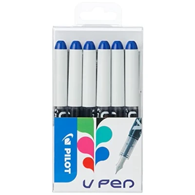 Image of Pilot V Pen Disposable Fountain Blue, Pack of 6