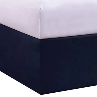 Image of Lux Hotel Microfiber Tailored Style Bed Skirt with Classic 14 Inch Drop Length, Queen, Navy