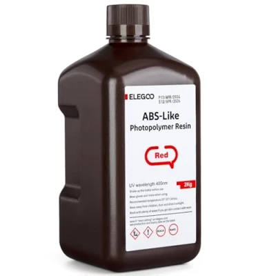 Image of ELEGOO ABS Like 3D Printer Resin 2KG Translucent Red, 405nm Rapid UV Curing for LCD