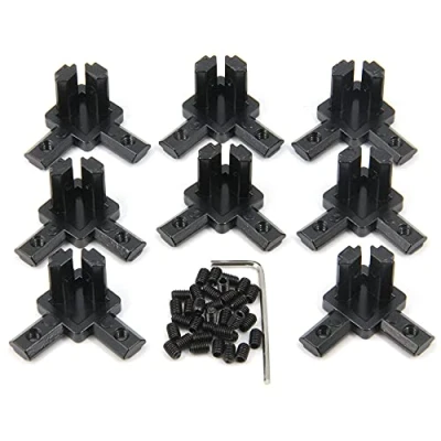 Image of Befenybay 8PCS Black 3 Way End Corner Bracket Connector with Screws for 6mm T Slot Aluminum Extrusion Profile 2020 Series (2020s Black)