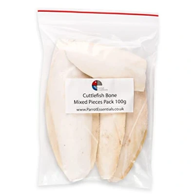 Image of PARROT ESSENTIALS Cuttlefish Bones for Birds 100g Pack Broken Cuttle fish Tortoise Snails, Healthy Calcium Source of Parrots Food, Budgies Food Treats, Cockatiel Pet Reptiles