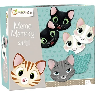 Image of Avenue Mandarine Ref JE505O Children&#039;s Memory Game Find Identical Pairs of Cats 24 Cat Head Cards Included, Observation &amp; Association, Suitable for Ages 2+