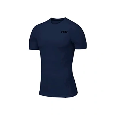 Image of TCA Boys&#039; Pro Performance Compression Base Layer Short Sleeve Thermal Top Navy Eclipse, 12 14 Years