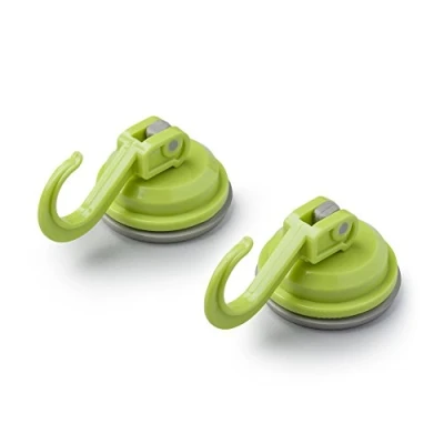 Image of Zeal ‘Click &amp; Secure’ Vacuum Suction Cup Hooks, Set of 2 Lime