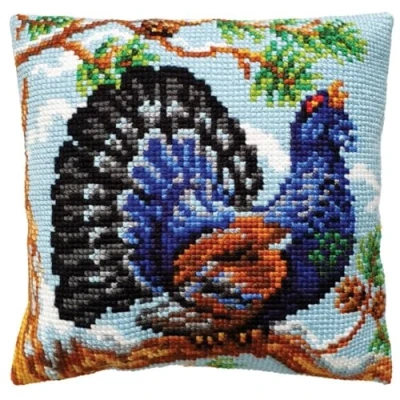 Image of Collection D&#039;Art CDA Stamped Cross Stitch kit Cushion Capercaillie, 40x40cm, DIY