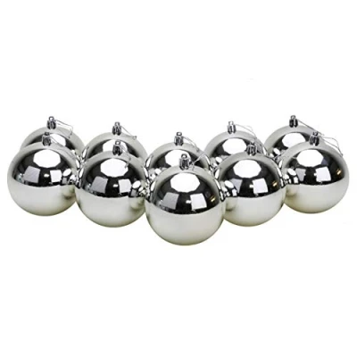 Image of Toyland® 10 Extra Large 100mm Colour Christmas Baubles Tree Decorations (Silver)