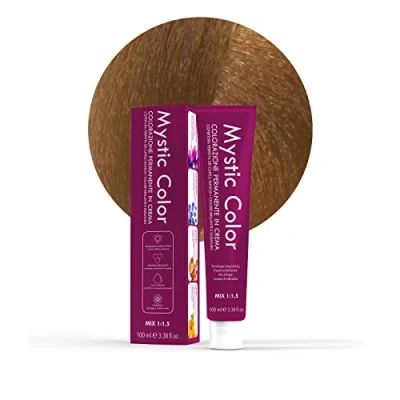 Image of Mystic Color Permanent Cream Colouring with Argan Oil and Calendula Long Lasting Hair Dye Golden Light Blonde 8.3 100ml