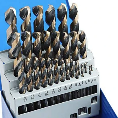 Image of COMOWARE 29 Piece Drill Bit Set, High Speed Steel Black and Gold Finish with 135 Degree Split Point Tip, 1/16&quot; to 1/2&quot; x 64ths Increments