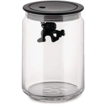 Image of Alessi Storage Jar Gianni A Little Man Holding On Tight AMDR05 B Black 900 ml by Mattia Di Rose
