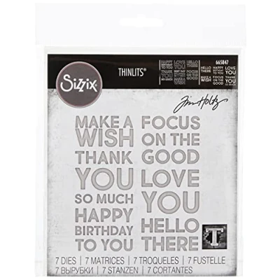 Image of Sizzix Thinlits Die Set 7PK Bold Text #1 by Tim Holtz, 665847, Multicolor, One Size
