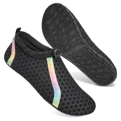 Image of Swim Water Shoes Socks Barefoot Protecting for Sea Beach Swimming Pool Ladies Women Mens(CS Black,9/10 UK,44/45 EU)