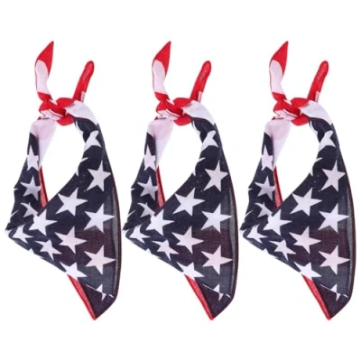 Image of 3 Piece American Flag Bandana Headband USA Headwear Unisex Bandanas Patriotic Accessories