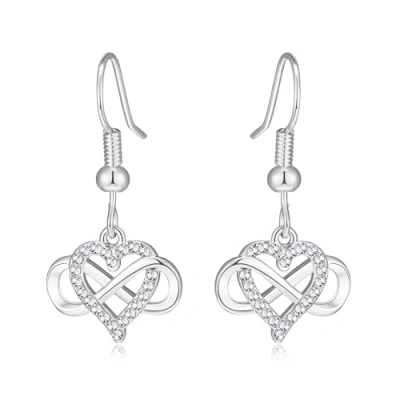 Image of Philip Jones Silver Plated Infinity Heart Drop Earrings Created with Zircondia® Crystals