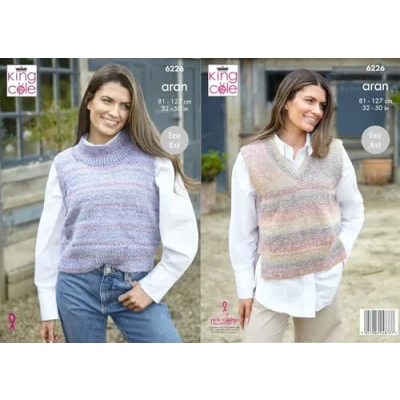 Image of King Cole Aran Knitting Pattern 6226 Ladies Tank Tops (2 Designs)