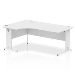 Image of Impulse 1800mm Left Crescent Desk White Top Cable Managed Leg
