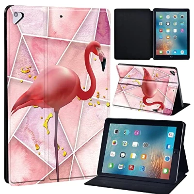 Image of Leather slim lightweight Stand Cover Folio Case for Apple New iPad 9.7 2018 2017(6th Gen, 5th Gen)/iPad Air 2/iPad Air/iPad Pro Tablet with Auto Wake/Sleep (flamingo016)