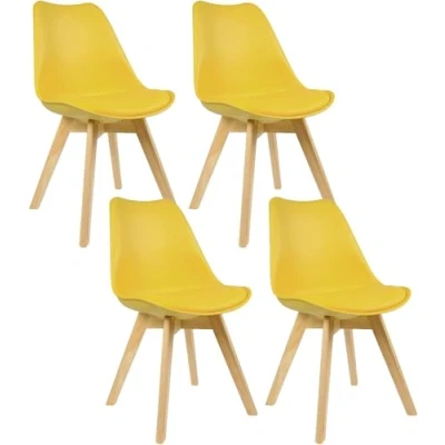 Image of WOLTU 4 X Dining Chair Kitchen Faux Leather and Solid Wood for Living Room/Home/Office, Lounge Modern, Accent with Backrest EZS69gb