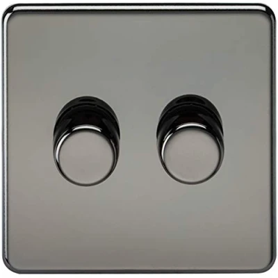 Image of KnightsBridge 2G 2 way 10 200W (5 150W LED) Intelligent Screwless Dimmer Black Nickel