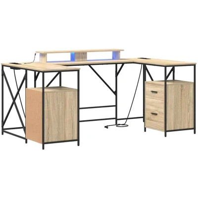 Image of Vidaxl with Drawer Storage Manual Sonoma oak Engineered wood