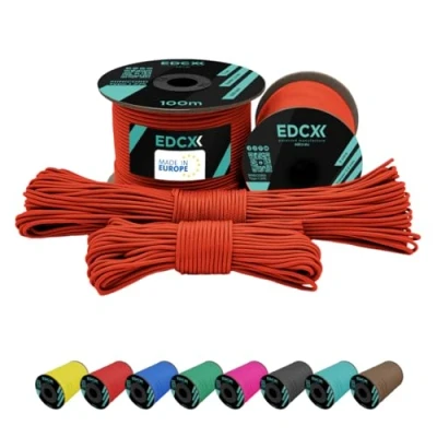 Image of EdcX 2 mm Nylon Paracord 275 (15, 30, 50 and 100 m) 100% rope, 3 Strand cord, cord in Many Colours (Sofit Orange,